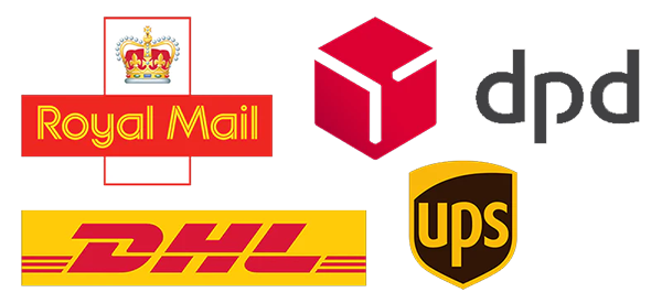 our couriers, royal mail, dpd, dhl and ups