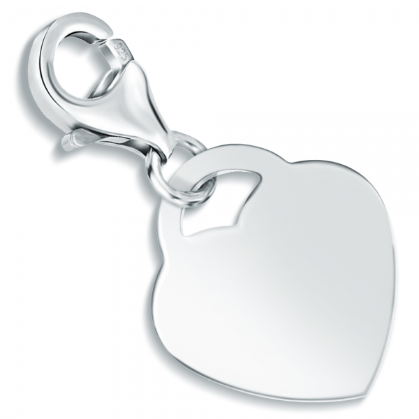Personalised Heart Charm, Sterling Silver, Lobster or Pandora Style Clasp