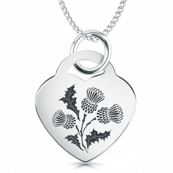 Heart Shaped Thistle, Heart Shaped Sterling Silver Necklace (can be personalised)