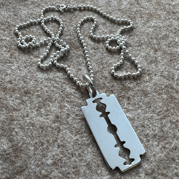Razor Blade Necklace, Personalised, 925 Sterling Silver