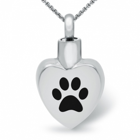 Paw Print, Pet Ashes Memorial Locket Necklace, Stainless Steel (can be personalised)