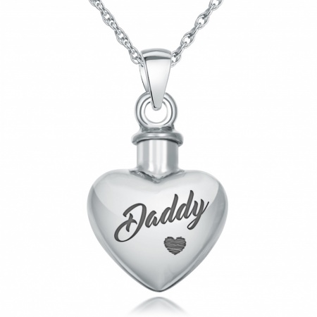Daddy Heart Ashes Necklace, Personalised, 925 Sterling Silver