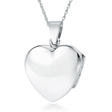 Ladies/Childs Small Heart Sterling Silver Raised Heart Locket Necklace (can be personalised)