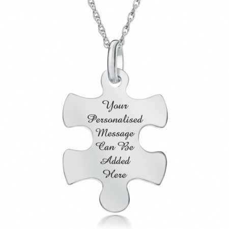 I Love You to Pieces  Jigsaw Necklace, Personalised, 925 Sterling Silver