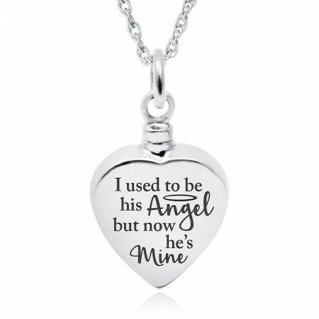 I Used to be His Angel, but now he's Mine Ashes Necklace, Personalised