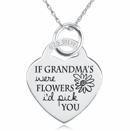 If Grandma's were Flowers I'd Pick You Necklace, Personalised, Sterling Silver