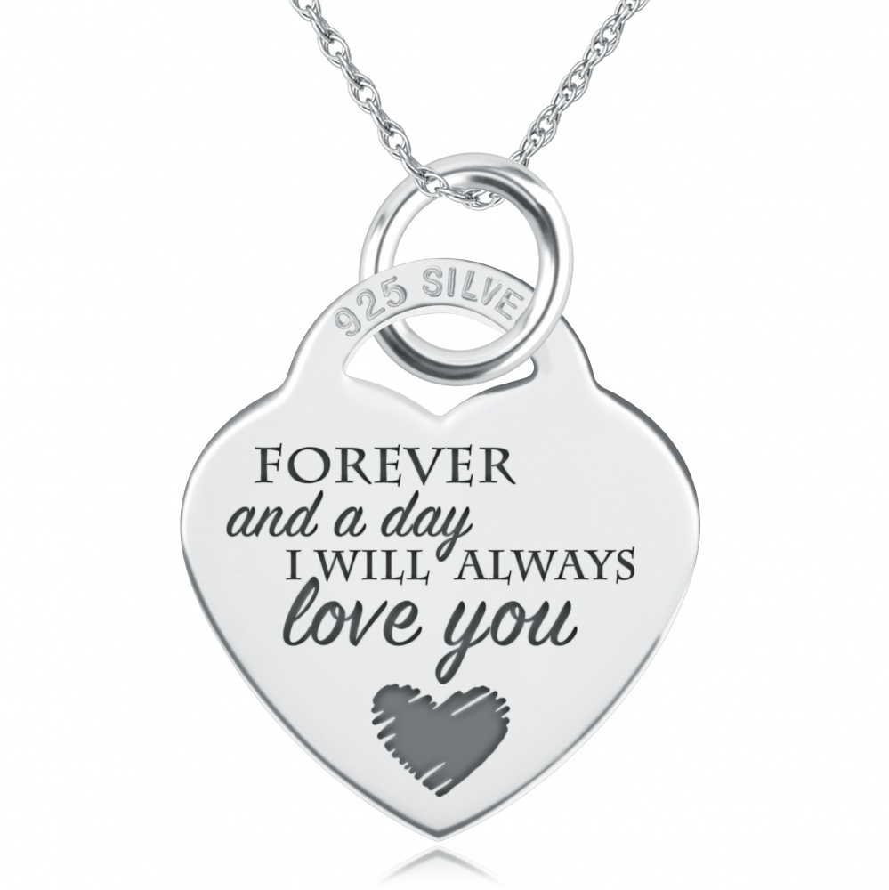 Forever A Day I Will Always Love You Necklace Personalised Sterling Silver