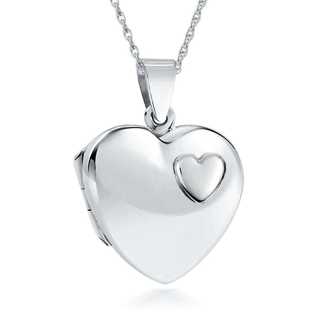Ladies/Childs Small Heart Sterling Silver Raised Heart Locket Necklace (can be personalised)