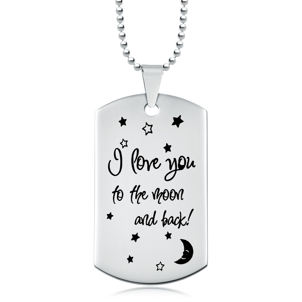 I Love You To The Moon Back Dog Personalised Stainless Steel
