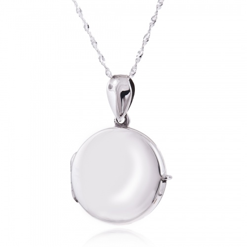 Round Medium Sterling Silver Locket Necklace (can be personalised)
