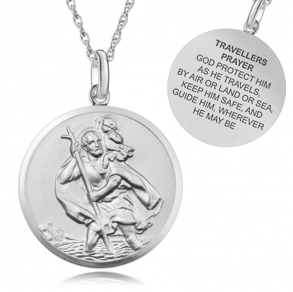 Stainless Steel Engraved St Christopher Necklace | Born Gifted