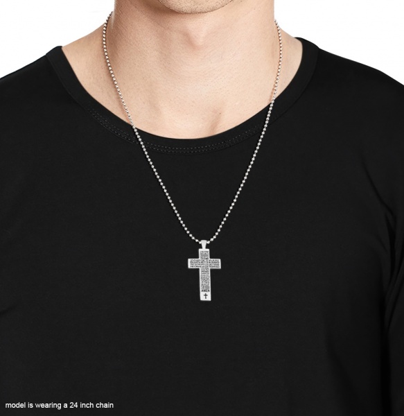 Lords Prayer Cross Necklace, Personalised / Engraved, 925 Sterling Silver