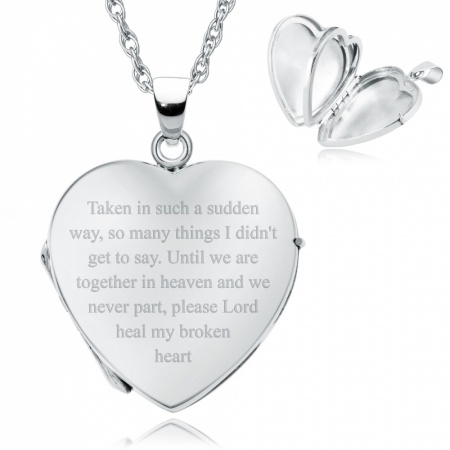 Sudden Loss Heart Shaped Sterling Silver 4 Photo Locket (can be personalised)